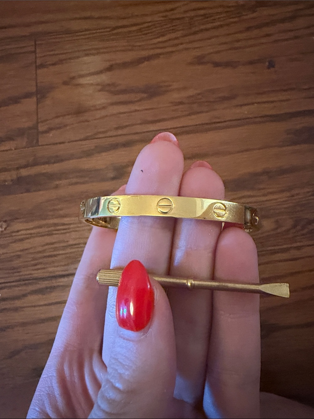 Gold Screw Motif Bangle Bracelet - Women Jewelry